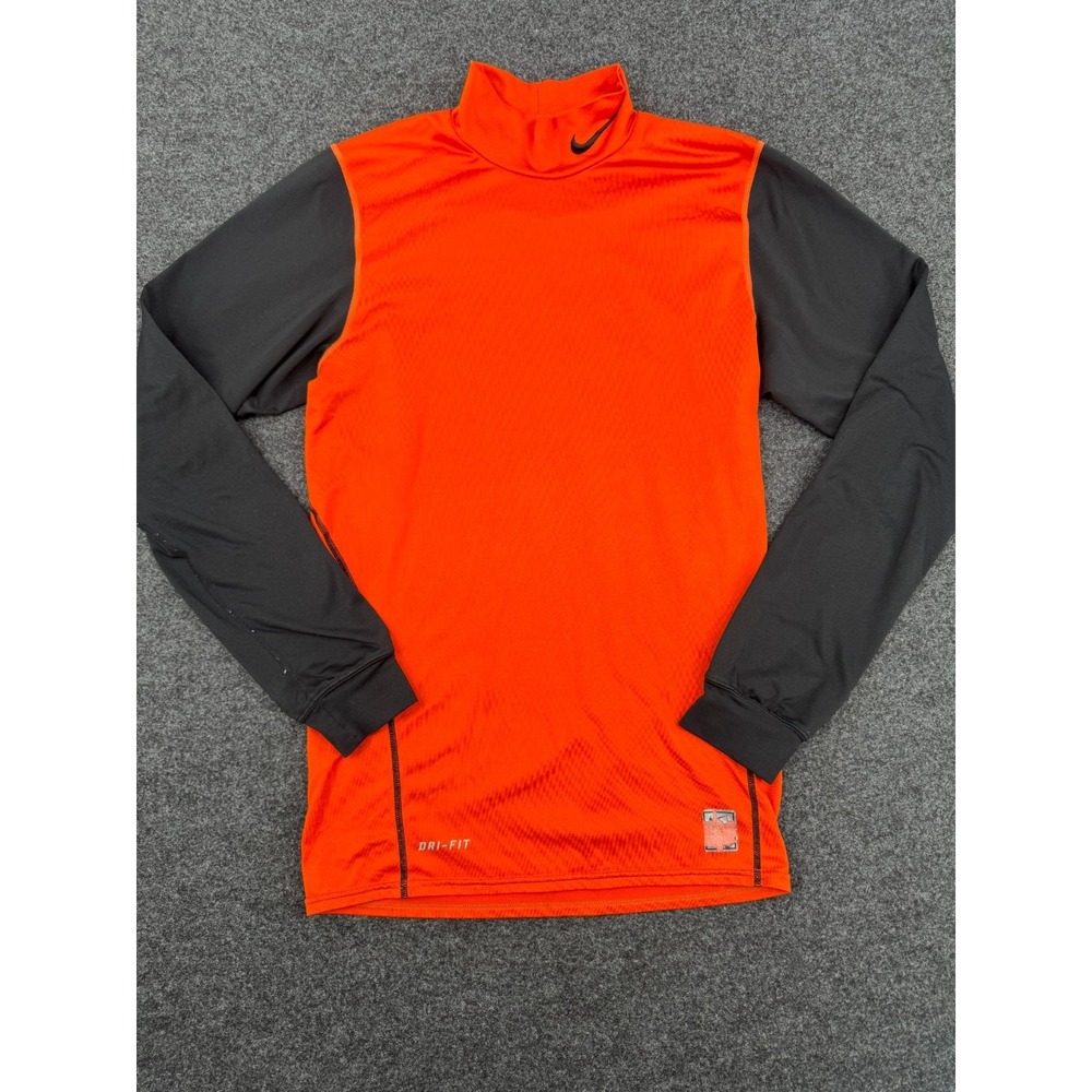 Nike Pro Combat Dri Fit Shirt‎ Mens Small Orange Black Fitted Fit Compression